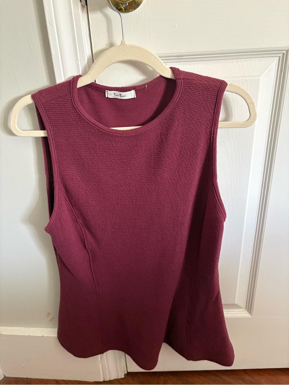 Tres Bien Sleeveless Knit Tank in Deep Berry